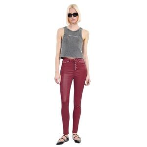 THE KOOPLES RED LEATHER-EFFECT SKINNY JEANS Size 6 & size 2 stretchy NWT